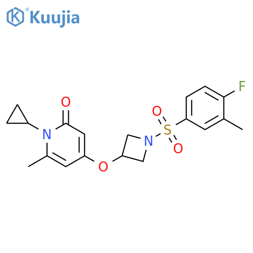 1-cyclopropyl-4-[1-(4-fluoro-3-methylphenyl)sulfonylazetidin-3-yl]oxy-6-methylpyridin-2-one structure
