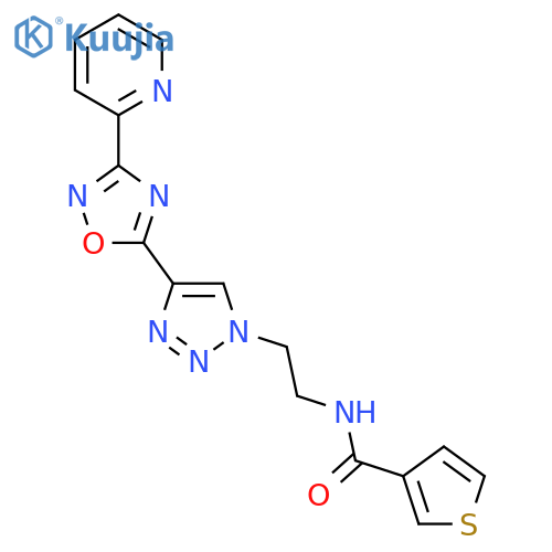 N-(2-{4-3-(pyridin-2-yl)-1,2,4-oxadiazol-5-yl-1H-1,2,3-triazol-1-yl}ethyl)thiophene-3-carboxamide structure