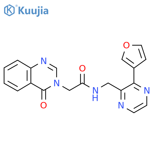 N-{3-(furan-3-yl)pyrazin-2-ylmethyl}-2-(4-oxo-3,4-dihydroquinazolin-3-yl)acetamide structure