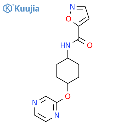 N-[(1r,4r)-4-(pyrazin-2-yloxy)cyclohexyl]-1,2-oxazole-5-carboxamide structure