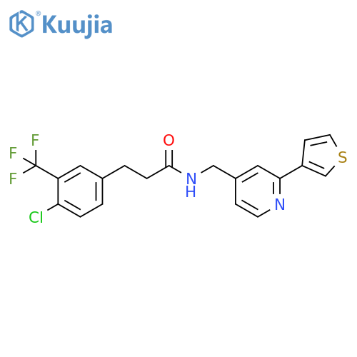 3-[4-chloro-3-(trifluoromethyl)phenyl]-N-{[2-(thiophen-3-yl)pyridin-4-yl]methyl}propanamide structure