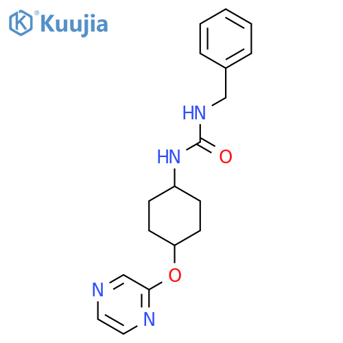 1-benzyl-3-[(1r,4r)-4-(pyrazin-2-yloxy)cyclohexyl]urea structure