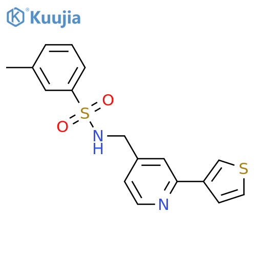 3-methyl-N-{[2-(thiophen-3-yl)pyridin-4-yl]methyl}benzene-1-sulfonamide structure