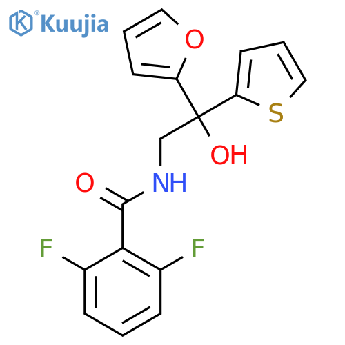 2,6-difluoro-N-[2-(furan-2-yl)-2-hydroxy-2-(thiophen-2-yl)ethyl]benzamide structure