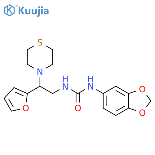 3-(2H-1,3-benzodioxol-5-yl)-1-[2-(furan-2-yl)-2-(thiomorpholin-4-yl)ethyl]urea structure