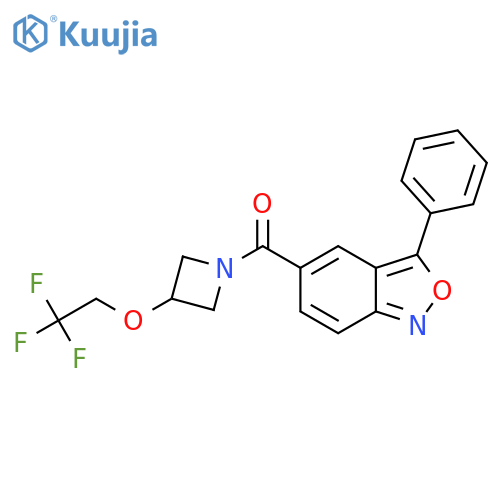 3-phenyl-5-[3-(2,2,2-trifluoroethoxy)azetidine-1-carbonyl]-2,1-benzoxazole structure