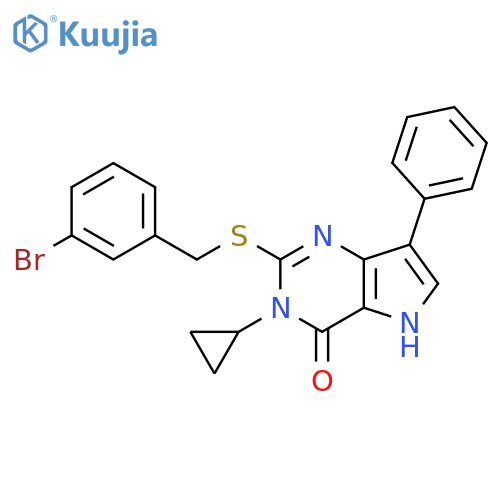 2-{[(3-bromophenyl)methyl]sulfanyl}-3-cyclopropyl-7-phenyl-3H,4H,5H-pyrrolo[3,2-d]pyrimidin-4-one structure