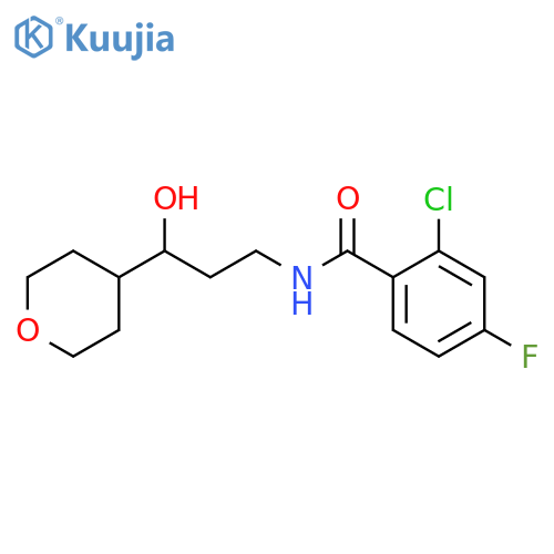 2-chloro-4-fluoro-N-[3-hydroxy-3-(oxan-4-yl)propyl]benzamide structure