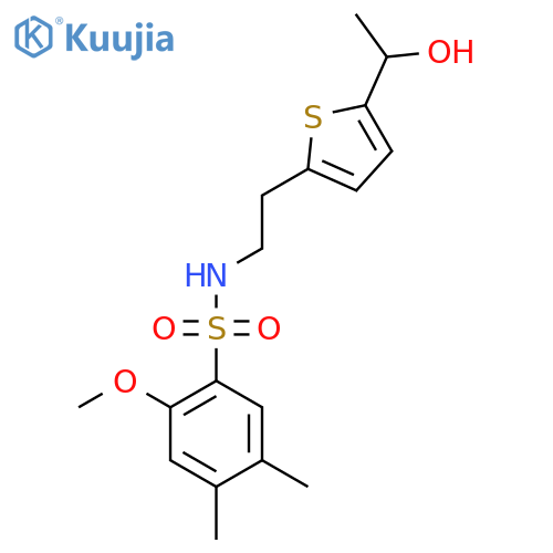 N-{2-[5-(1-hydroxyethyl)thiophen-2-yl]ethyl}-2-methoxy-4,5-dimethylbenzene-1-sulfonamide structure