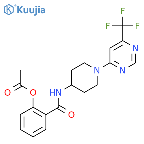 2-({1-[6-(trifluoromethyl)pyrimidin-4-yl]piperidin-4-yl}carbamoyl)phenyl acetate structure