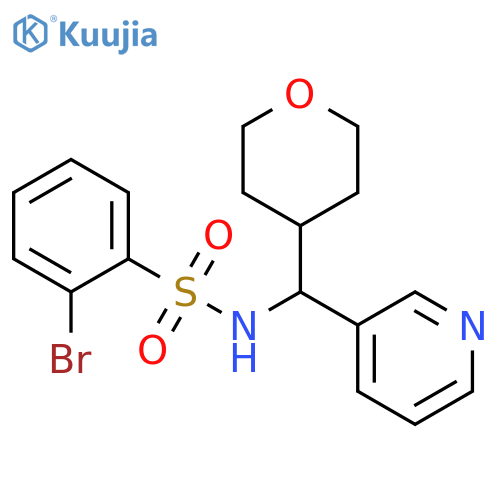 2-bromo-N-[(oxan-4-yl)(pyridin-3-yl)methyl]benzene-1-sulfonamide structure