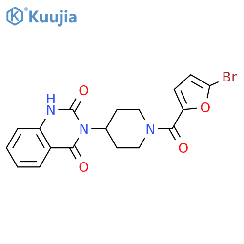 3-[1-(5-bromofuran-2-carbonyl)piperidin-4-yl]-1,2,3,4-tetrahydroquinazoline-2,4-dione structure