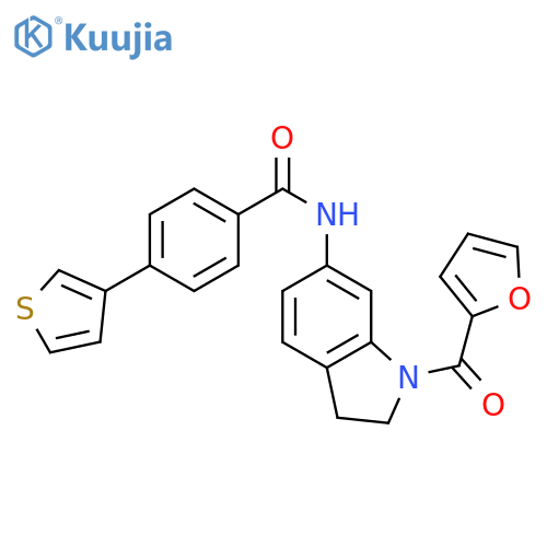 N-[1-(furan-2-carbonyl)-2,3-dihydro-1H-indol-6-yl]-4-(thiophen-3-yl)benzamide structure