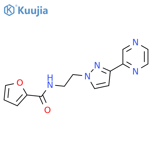 N-{2-3-(pyrazin-2-yl)-1H-pyrazol-1-ylethyl}furan-2-carboxamide structure
