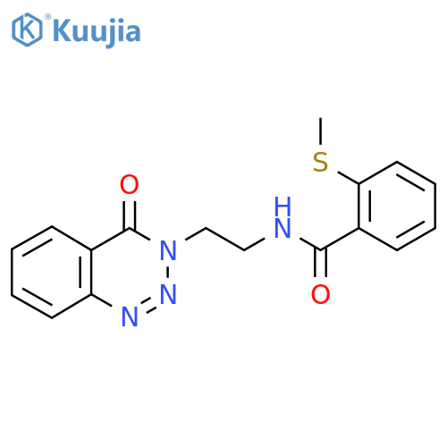 2-(methylsulfanyl)-N-[2-(4-oxo-3,4-dihydro-1,2,3-benzotriazin-3-yl)ethyl]benzamide structure
