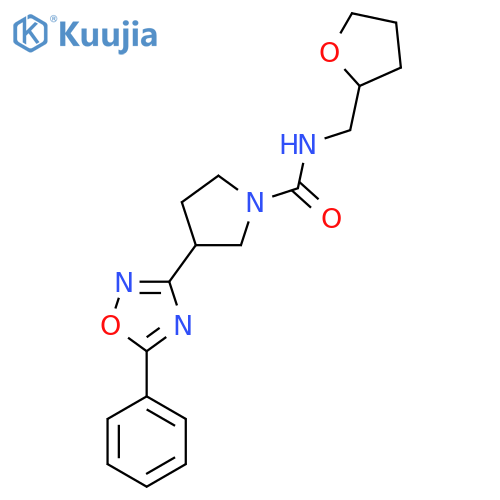 N-(oxolan-2-yl)methyl-3-(5-phenyl-1,2,4-oxadiazol-3-yl)pyrrolidine-1-carboxamide structure