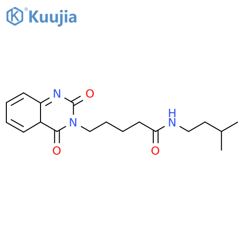 5-(2,4-dioxo-1,2,3,4-tetrahydroquinazolin-3-yl)-N-(3-methylbutyl)pentanamide structure