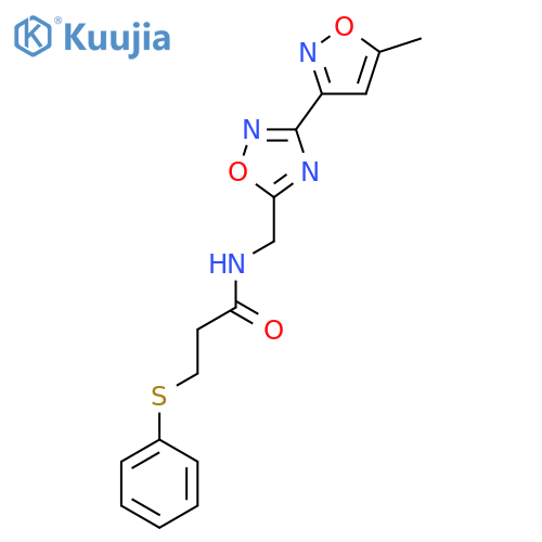 N-{[3-(5-methyl-1,2-oxazol-3-yl)-1,2,4-oxadiazol-5-yl]methyl}-3-(phenylsulfanyl)propanamide structure