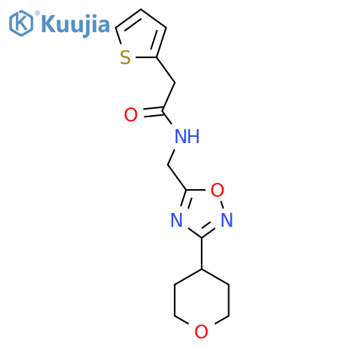 N-{3-(oxan-4-yl)-1,2,4-oxadiazol-5-ylmethyl}-2-(thiophen-2-yl)acetamide structure
