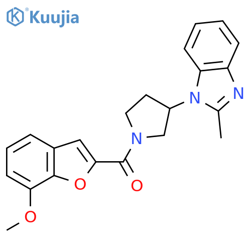 1-[1-(7-methoxy-1-benzofuran-2-carbonyl)pyrrolidin-3-yl]-2-methyl-1H-1,3-benzodiazole structure