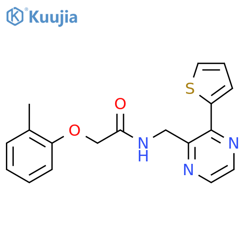 2-(2-methylphenoxy)-N-{3-(thiophen-2-yl)pyrazin-2-ylmethyl}acetamide structure