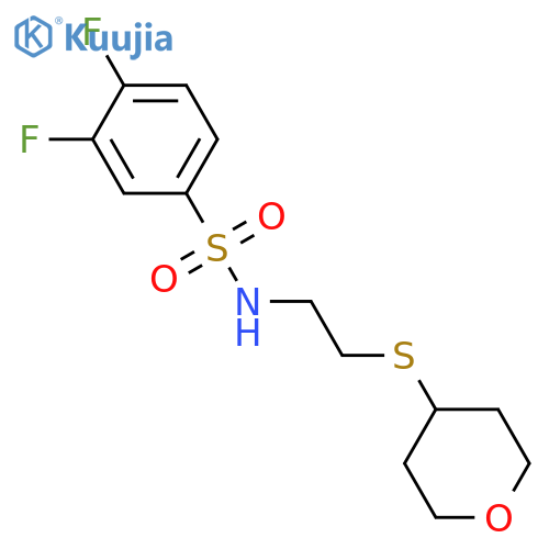 3,4-difluoro-N-[2-(oxan-4-ylsulfanyl)ethyl]benzenesulfonamide structure