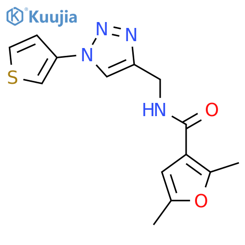 2,5-dimethyl-N-{[1-(thiophen-3-yl)-1H-1,2,3-triazol-4-yl]methyl}furan-3-carboxamide structure