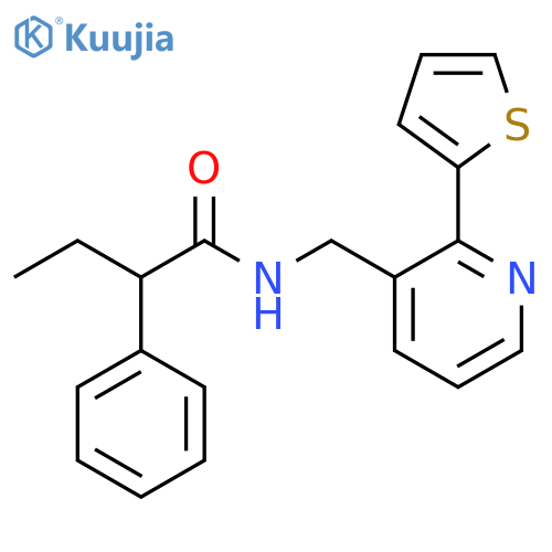 2-phenyl-N-{2-(thiophen-2-yl)pyridin-3-ylmethyl}butanamide structure