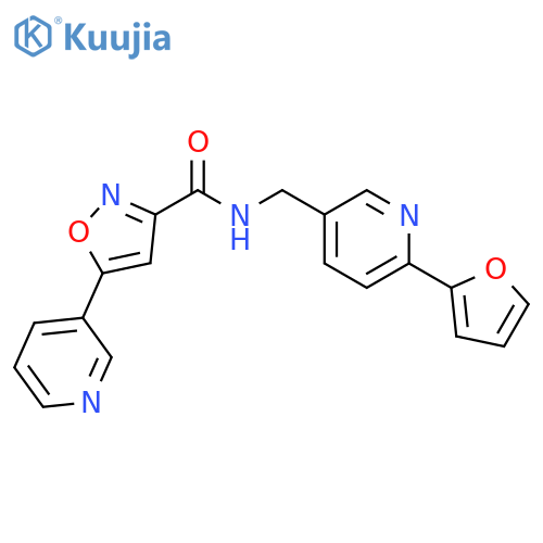 N-{[6-(furan-2-yl)pyridin-3-yl]methyl}-5-(pyridin-3-yl)-1,2-oxazole-3-carboxamide structure