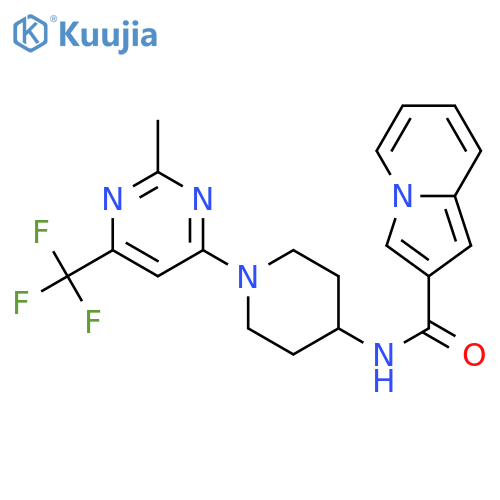 N-{1-[2-methyl-6-(trifluoromethyl)pyrimidin-4-yl]piperidin-4-yl}indolizine-2-carboxamide structure