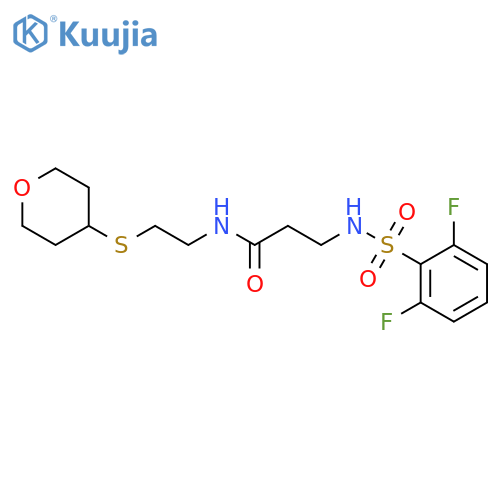 3-[(2,6-difluorophenyl)sulfonylamino]-N-[2-(oxan-4-ylsulfanyl)ethyl]propanamide structure