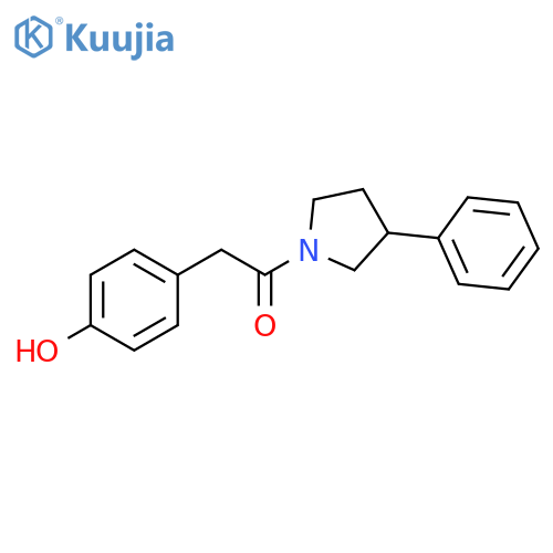 2-(4-hydroxyphenyl)-1-(3-phenylpyrrolidin-1-yl)ethan-1-one structure