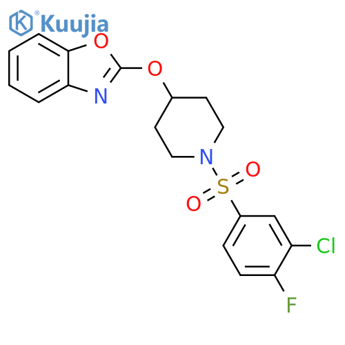 2-[[1-[(3-Chloro-4-fluorophenyl)sulfonyl]-4-piperidinyl]oxy]benzoxazole structure