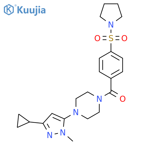 1-(3-cyclopropyl-1-methyl-1H-pyrazol-5-yl)-4-[4-(pyrrolidine-1-sulfonyl)benzoyl]piperazine structure