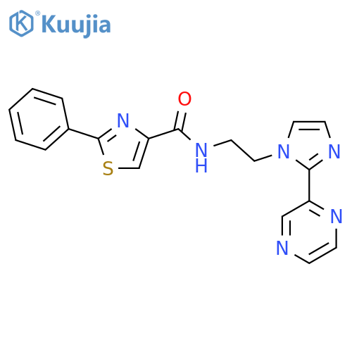 2-phenyl-N-{2-[2-(pyrazin-2-yl)-1H-imidazol-1-yl]ethyl}-1,3-thiazole-4-carboxamide structure
