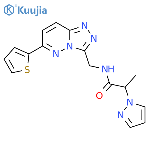 2-(1H-pyrazol-1-yl)-N-{[6-(thiophen-2-yl)-[1,2,4]triazolo[4,3-b]pyridazin-3-yl]methyl}propanamide structure