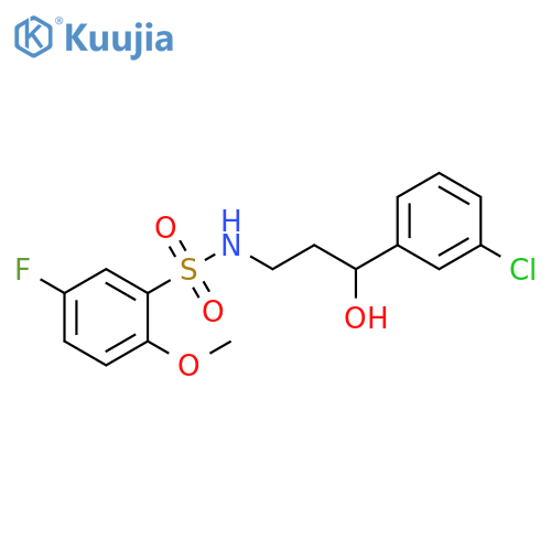 N-[3-(3-chlorophenyl)-3-hydroxypropyl]-5-fluoro-2-methoxybenzene-1-sulfonamide structure