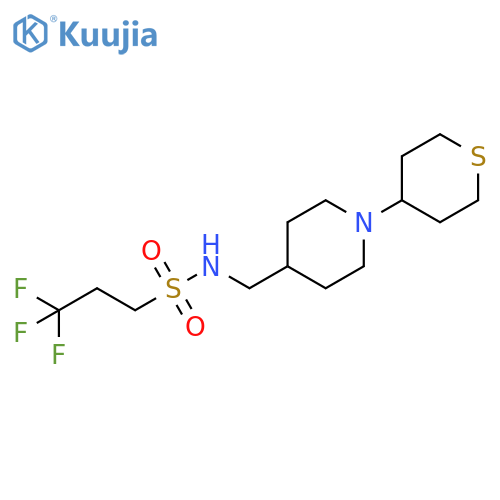 3,3,3-trifluoro-N-[[1-(thian-4-yl)piperidin-4-yl]methyl]propane-1-sulfonamide structure