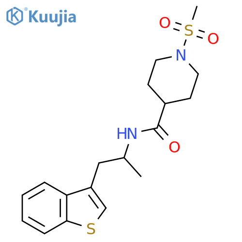 N-1-(1-benzothiophen-3-yl)propan-2-yl-1-methanesulfonylpiperidine-4-carboxamide structure