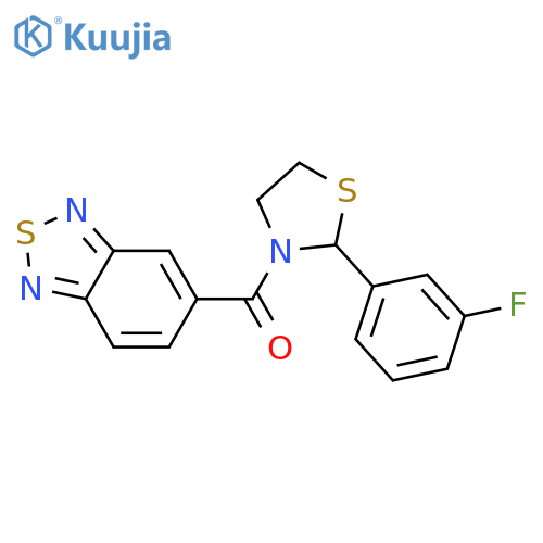 2,1,3-benzothiadiazol-5-yl-[2-(3-fluorophenyl)-1,3-thiazolidin-3-yl]methanone structure