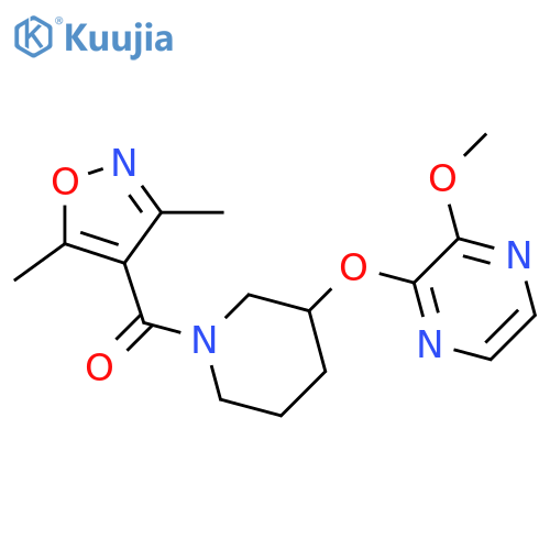 2-{[1-(3,5-dimethyl-1,2-oxazole-4-carbonyl)piperidin-3-yl]oxy}-3-methoxypyrazine structure