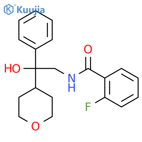 2-fluoro-N-[2-hydroxy-2-(oxan-4-yl)-2-phenylethyl]benzamide structure