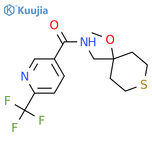 N-[(4-methoxythian-4-yl)methyl]-6-(trifluoromethyl)pyridine-3-carboxamide structure