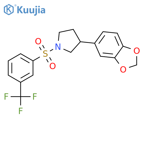 3-(2H-1,3-benzodioxol-5-yl)-1-[3-(trifluoromethyl)benzenesulfonyl]pyrrolidine structure