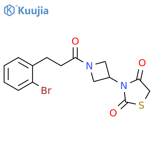 3-[1-[3-(2-bromophenyl)propanoyl]azetidin-3-yl]-1,3-thiazolidine-2,4-dione structure