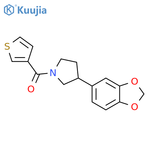 3-(2H-1,3-benzodioxol-5-yl)-1-(thiophene-3-carbonyl)pyrrolidine structure