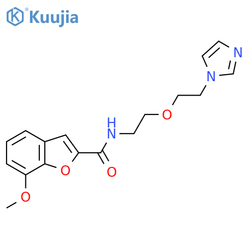 N-{2-2-(1H-imidazol-1-yl)ethoxyethyl}-7-methoxy-1-benzofuran-2-carboxamide structure