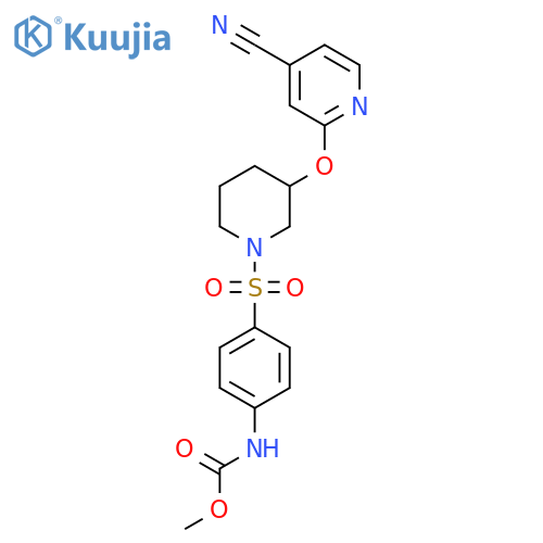 methyl N-[4-({3-[(4-cyanopyridin-2-yl)oxy]piperidin-1-yl}sulfonyl)phenyl]carbamate structure
