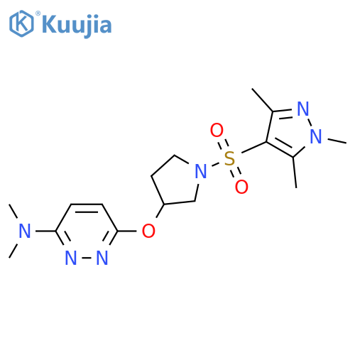 N,N-dimethyl-6-({1-[(1,3,5-trimethyl-1H-pyrazol-4-yl)sulfonyl]pyrrolidin-3-yl}oxy)pyridazin-3-amine structure
