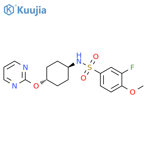 3-fluoro-4-methoxy-N-(1r,4r)-4-(pyrimidin-2-yloxy)cyclohexylbenzene-1-sulfonamide structure